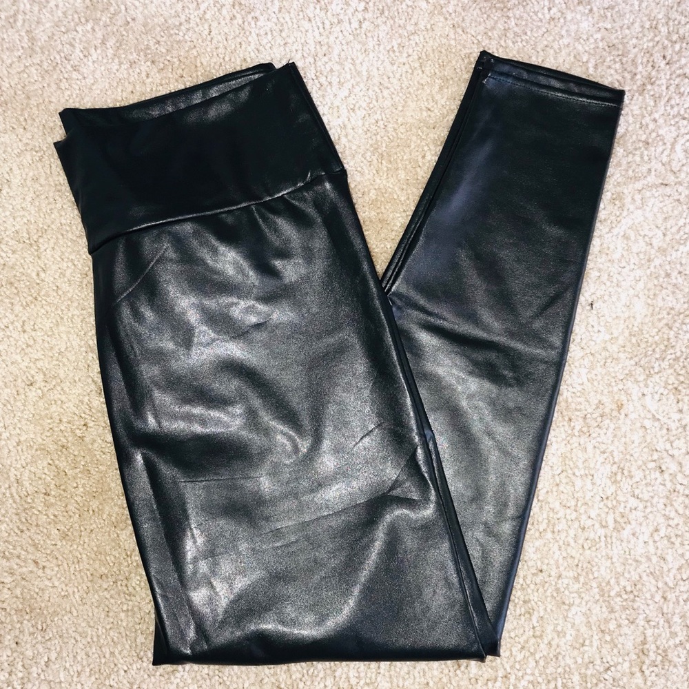 Faux Leather Leggings Black Size L